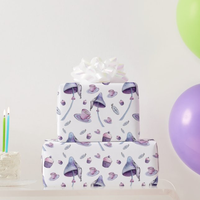 Tea party rosa och blå vattenfärg presentpapper (Festgåvor)