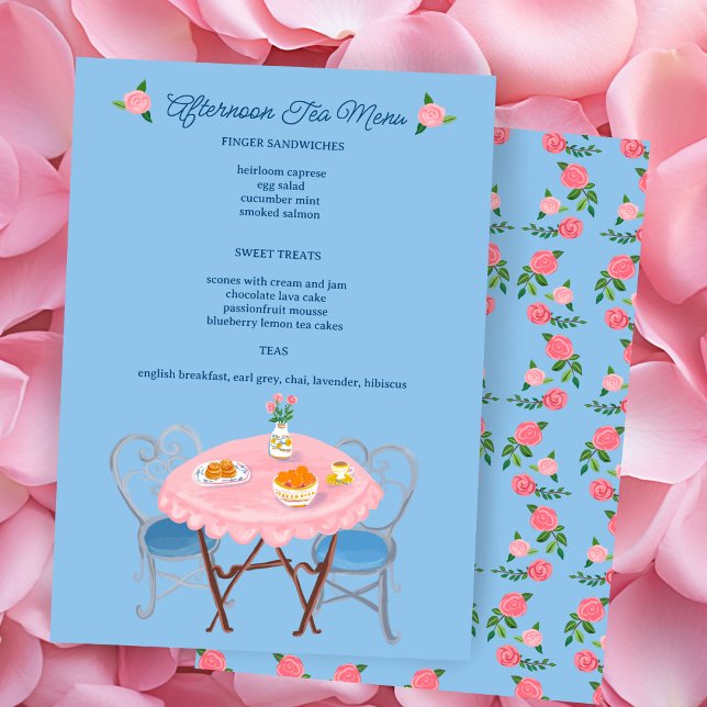 Tea Party Rosor Söt Anpassad  Meny (Tea Party Roses Cute CUSTOM Bridal Shower Party Menu
)