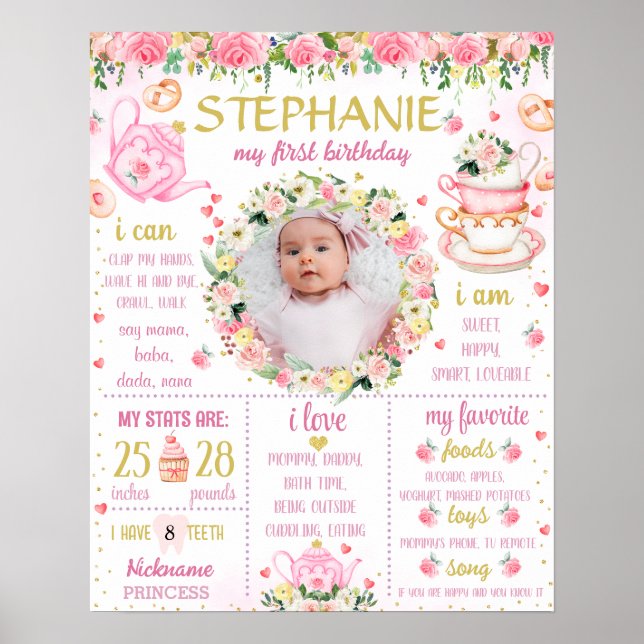 Tea Party Tea för två födelsedagskalender 1065 Poster (Framsidan)