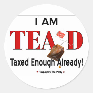 Tea Party TEA'd Sticker - anpassa det! Runt Klistermärke