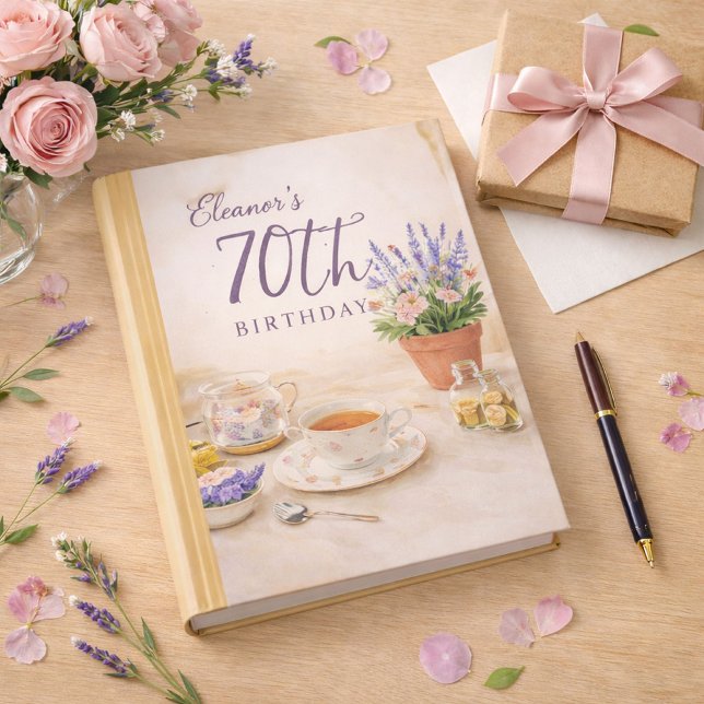 Tea Party-tema Gästbok för födelsedag eller bröllo (Skapare uppladdad)