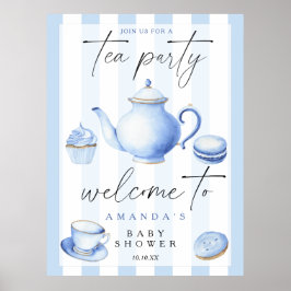 Tea Party Välkomstpojkskbabyduschen party Poster