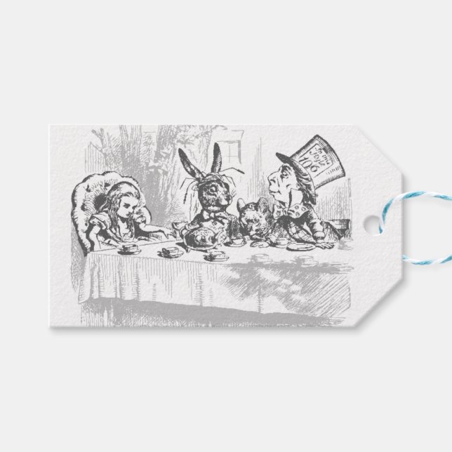 Tea Party Vintage Alice i Wonderland Gift Märkres Presentetikett (Framsidan (Horisontell))