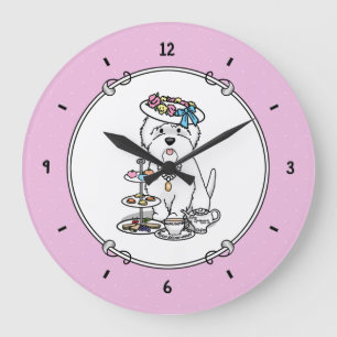 Tea Party Westie Hund Highland White Terrier Stor Klocka