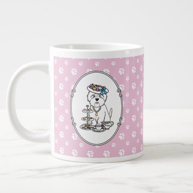 Tea Party Westie - Väster Highland White Terrier Jumbo Mugg (Vänster)