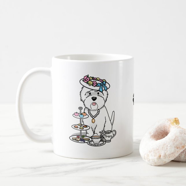 Tea Party Westie - Väster Highland White Terrier Kaffemugg (Med munk)