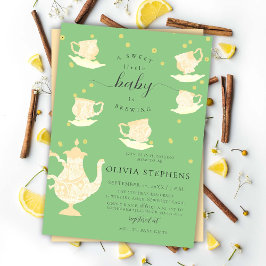 Tea Party Whimsical Gult Boho Snöre Baby Shower Inbjudningar