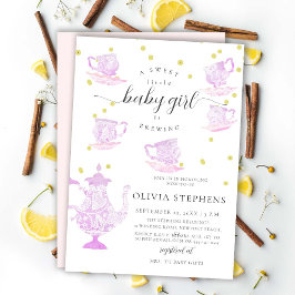Tea Party Whimsical Rosa Boho Snöre Girl Girl Show Inbjudningar