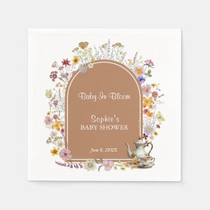 Tea Party Wildblomma Baby in Bloom Baby Shower Pappersservett