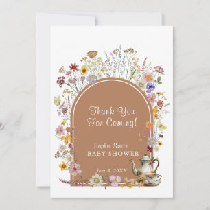 Tea Party Wildblomma Baby in Bloom Baby Shower Tack Kort