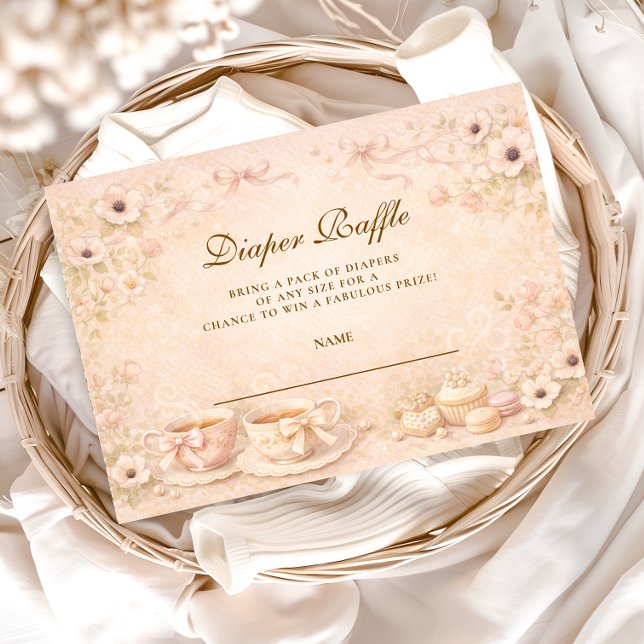 Tea Party With Mom-to-Be Diapper Raffle Tilläggskort (Skapare uppladdad)