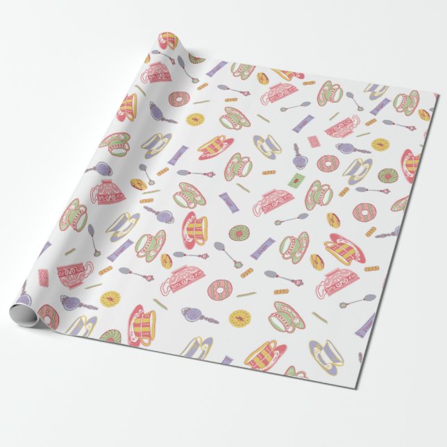 Tea Party Wrapping Papprare Presentpapper (Utrullad)