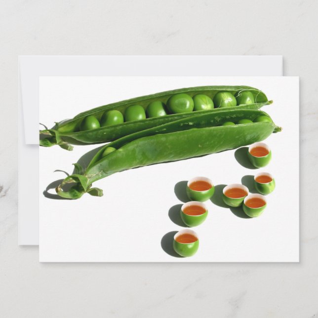 Tea Peas - Ärter i en Pod med Tea Pea Kopp Inbjudningar (Framsida)