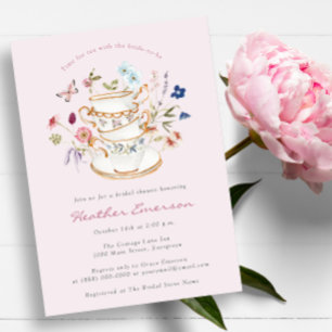 Tea Pink Bröllopsdusch Inbjudningar