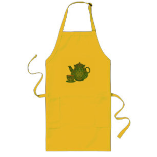 Tea Pot Apron Grönt Långt Förkläde
