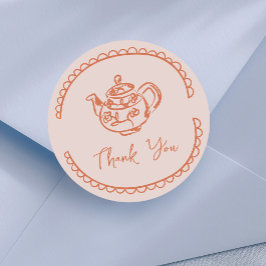 Tea Pot Doodle-Tack för Runt Klistermärke