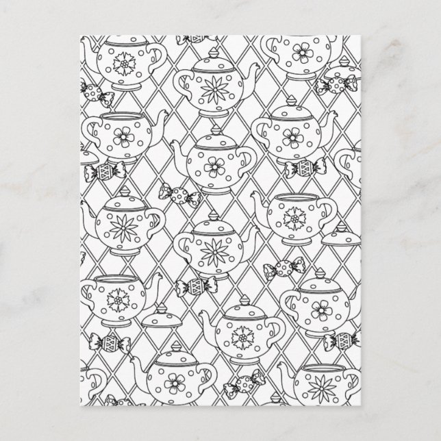 Tea Pot Doodle Vykort (Framsida)