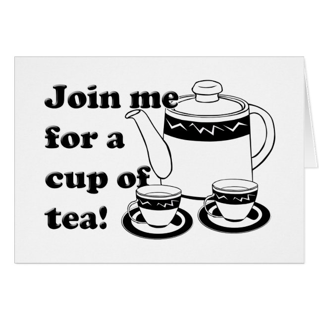 Tea Pot och Tea Kopp för Hett Tea Månad OBS Kort (Framsidan Horizontal)
