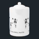 TEA POTS : GREEK EVZON DANCING<br><div class="desc">PEN & BLÄCK TECKNING MEUM BLACK & WHITE INKGREEK EVZON'S NOTE TEA POTS KOM I TVÅ STORLEKAR</div>