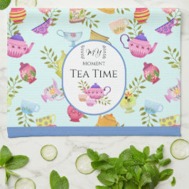 Tea Pots och Kopp Blue Kökshandduk