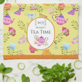 Tea Pots och Kopp Gult Kökshandduk