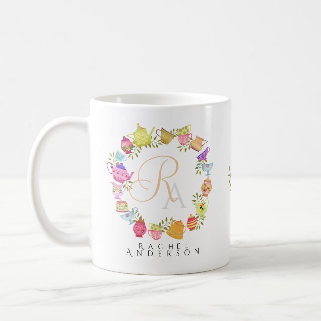 Tea Pots och Kopp Monogram Mugg (Vänster)