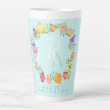 Tea Pots och Kopp Monogram Pastel Blue Mugg