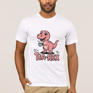 Tea-Rex – Cute Cartoon T-Rex Enjoying a Cup of Tea T Shirt