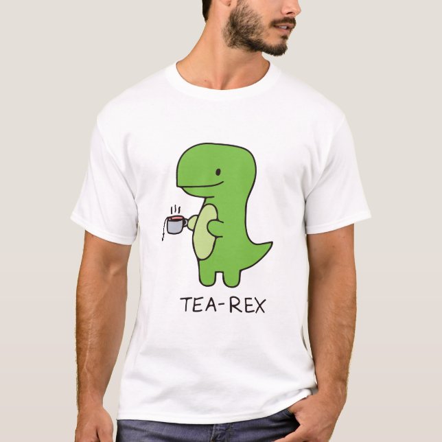 Tea-Rex, Cute Dinosaur, Funny Älskare Dino T Shirt (Framsida)