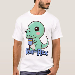 Tea-Rex! Cute Tea Drinking T-Rex Pun-Tecknad T Shirt
