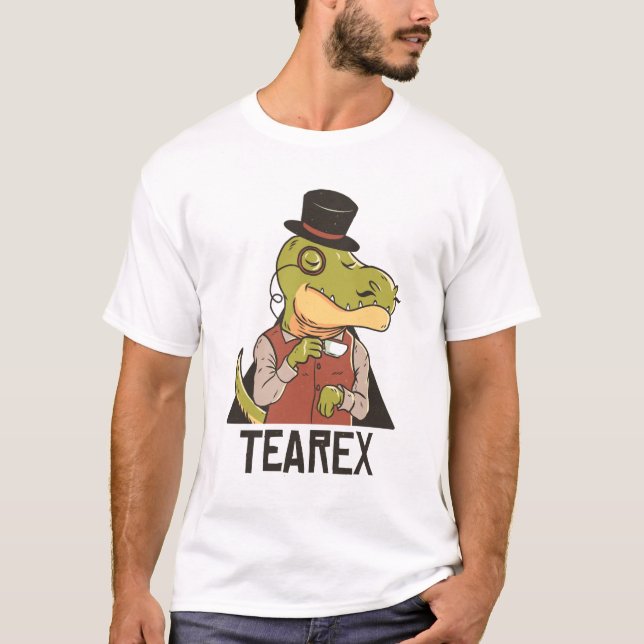 Tea Rex - denna T-Rex Dinosaur Kärlek-drickstea T Shirt (Framsida)