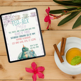 Tea-Rex Dinosaur Birthday Tea Party Inbjudningar