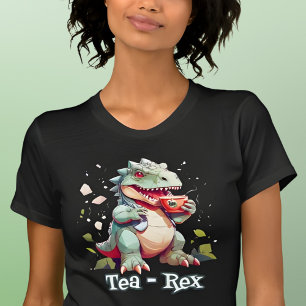 Tea - Rex Dinosaur Drinking Tea T Shirt