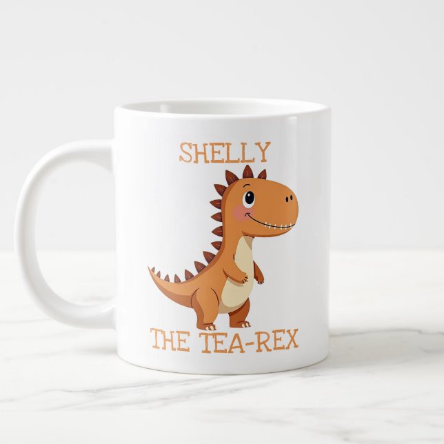 Tea-Rex Dinosaur Personalized Name Giant Tea Mug Jumbo Mugg (Vänster)