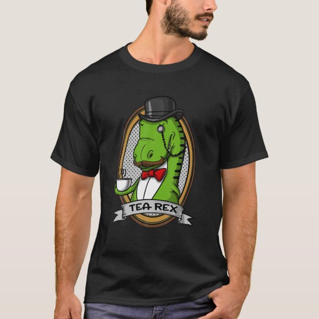 Tea Rex Dinosaur Rex Funny Joke Manar Boys T Shirt (Framsida)