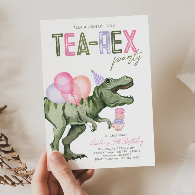 Tea-Rex Födelsedagsfest inbjudan (Skapare uppladdad)