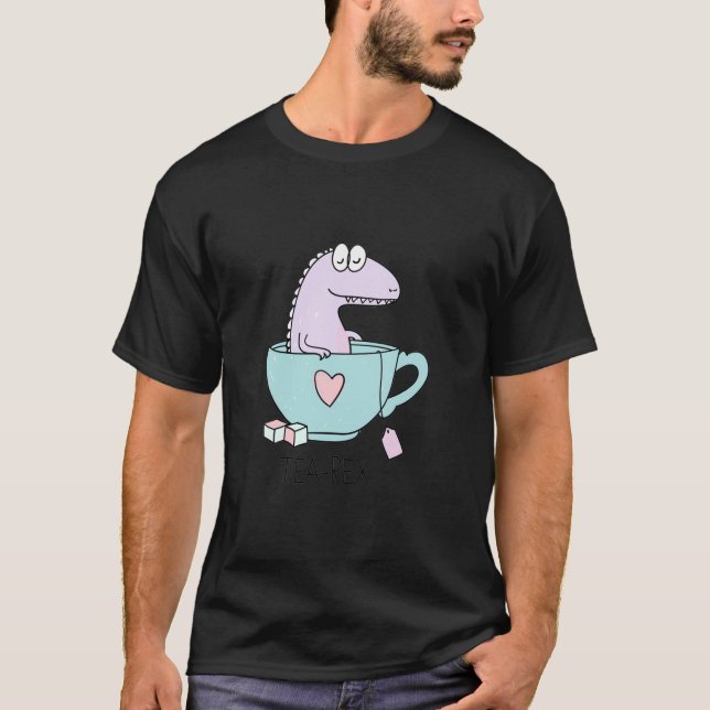 Tea-rex Funny Dinosaur T Shirt (Framsida)