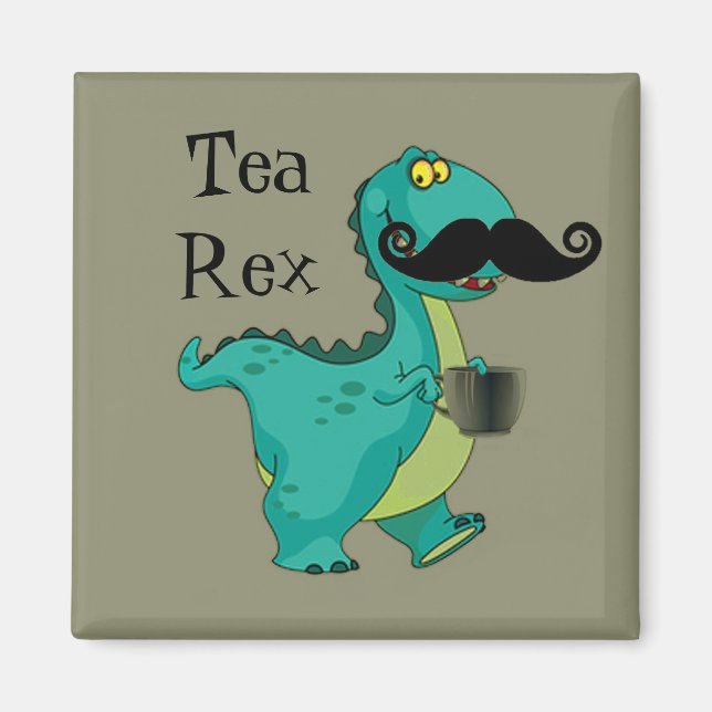 Tea Rex Funny Dinosaur Tecknad Innuendo Magnet (Framsidan)