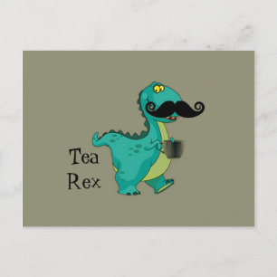 Tea- Rex Funny Dinosaur Tecknad Innuendo Vykort