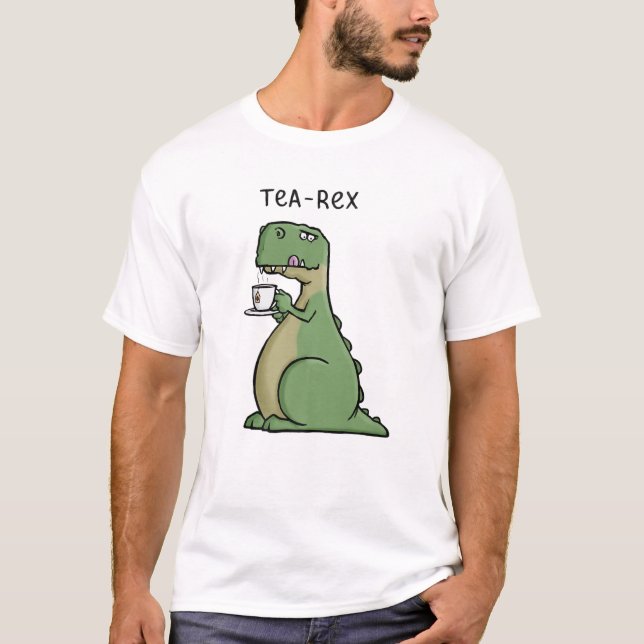 Tea-Rex Funny Rex Dinosaur Tea Pun Cartoon Funny N T Shirt (Framsida)