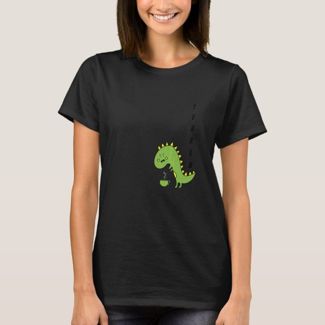 Tea Rex Grönt rex Dinosaur T Shirt (Framsida)