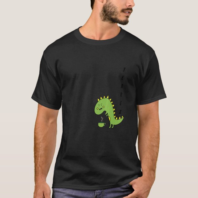 Tea Rex Grönt rex Dinosaur T Shirt (Framsida)