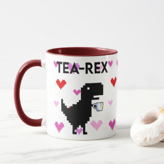 Tea-Rex mit Pixel Herzen Mugg