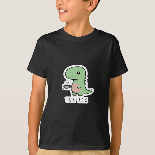 Tea-rex – Rolig dinosauriete-kär Sticker  T Shirt (Framsida)