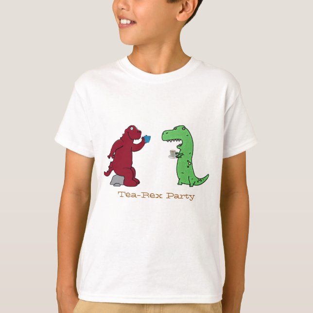 Tea Rex Shirt TeaTime Shirt Punny Shirts Manar Fun T Shirt (Framsida)