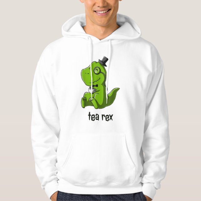 Tea Rex T-Rex Dinosaur Dino Coffee Hett Drink Cool Hoodie (Framsida)