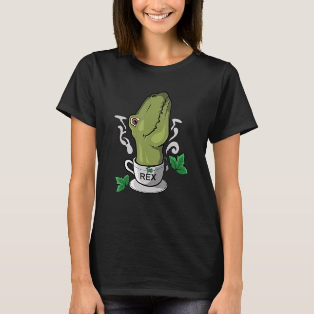 Téa Rex Te Tids Téa Drickande Dinosaurie T Shirt (Framsida)