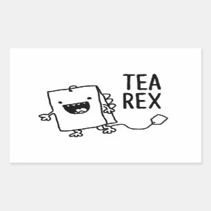 Tea Rex Tea Bag Funny Pun Tecknad Rektangulärt Klistermärke