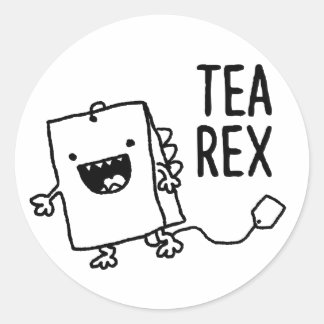 Tea Rex Tea Bag Funny Pun Tecknad Runt Klistermärke