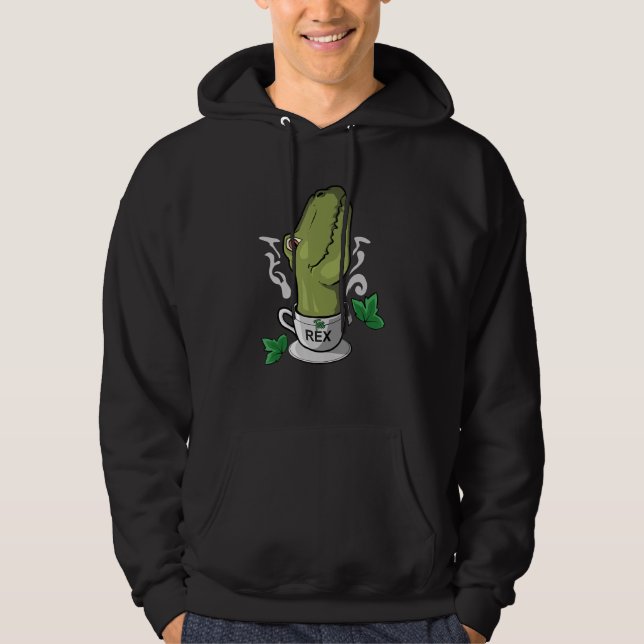 Tea Rex Tea Time Tea Drinker Dinosaur Hoodie (Framsida)